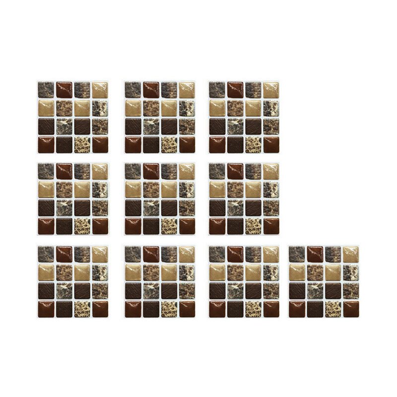 Azulejos de Gel mágicos para cocina y baño, baldosas de mosaico autoadhesivas, papel tapiz de cristal de ladrillo contra salpicaduras, 10 Uds.: coffee