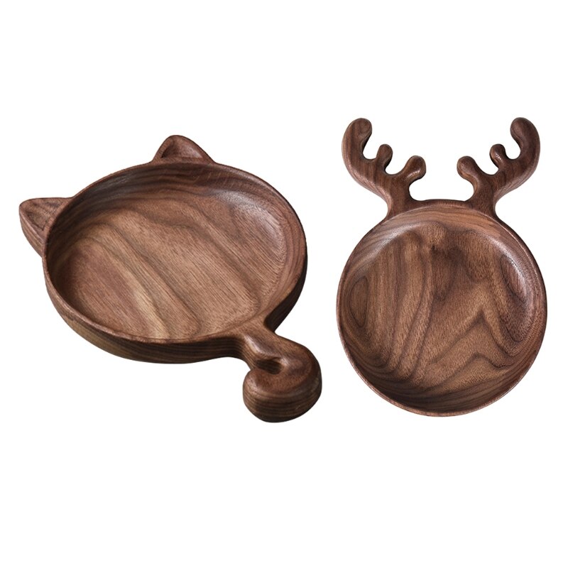 Walnut Wood Serving Tray 2 Shapes Choose Dessert Tray Dinner Bread Plates Snacks Food Display Dish Tea Trays for Kitchen