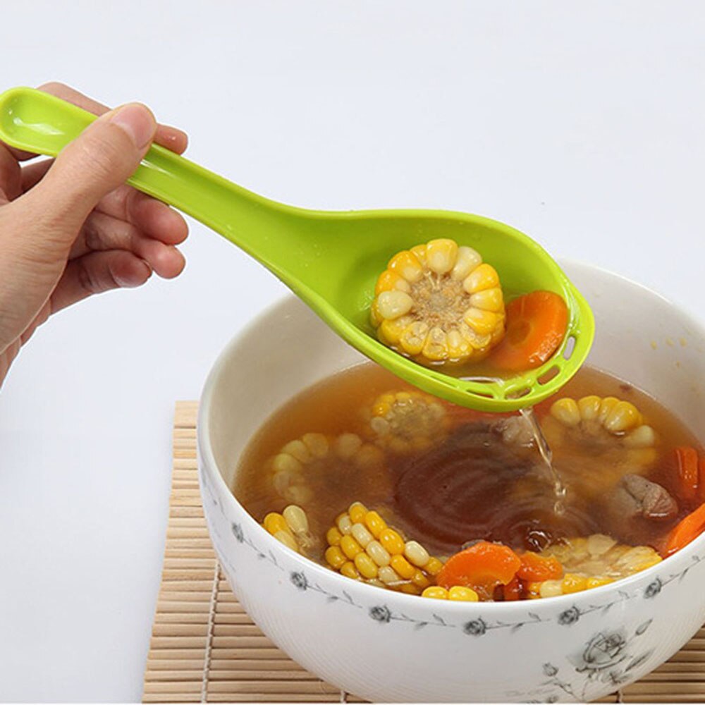 1 Pc Pot Spoon Dual-purpose Side Leakage Plastic Drain Spoon Home Noodles Colander Home Kitchen Supplies