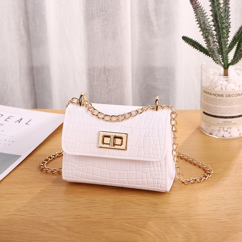 Mini bolso de gelatina de cuero para mujer, cartera de mano con perlas para , monedero,: white