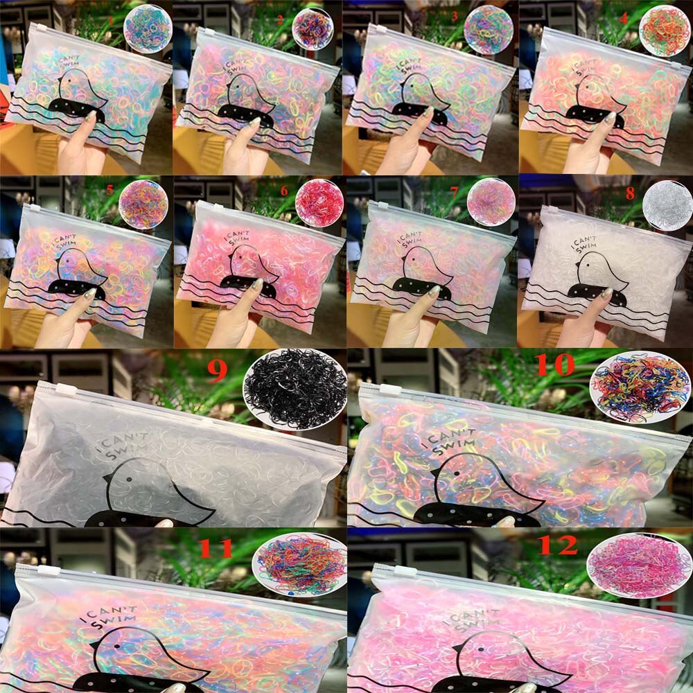 1000 Stks/pak Meisjes Kleurrijke Haar Touw Kleine Wegwerp Rubber Bands Paardenstaart Houder Elastische Haarbanden Mode Haaraccessoires