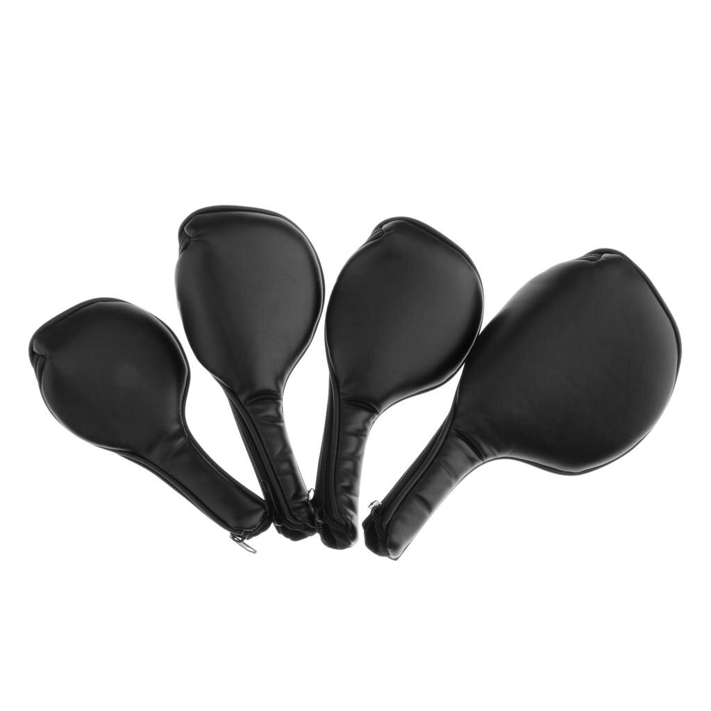 4-Pack Thick Leather Golf Iron Covers Set Golf Club Head Cover Golf Club Headcover Kit Fit Most Irons Black