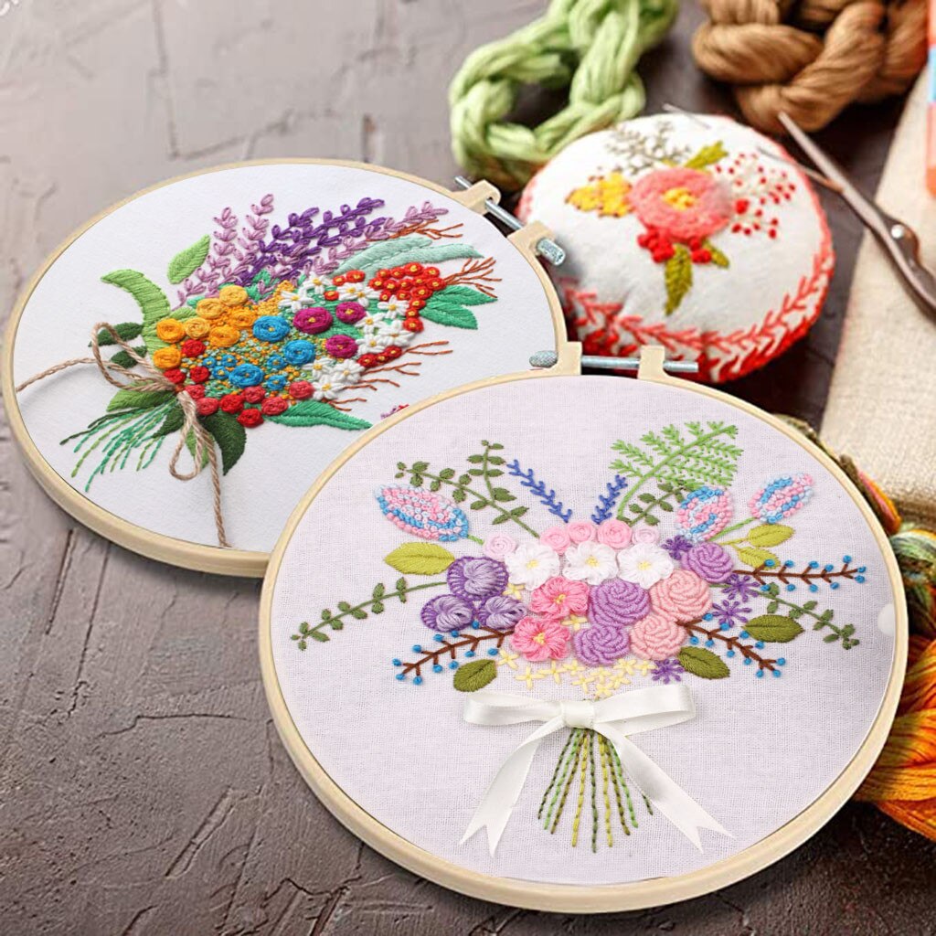 Spring flower pattern Embroidery Cross Stitch Kit Set for Beginners-Handmade Embroidery DIY Craft Handwork Needlework Decoration