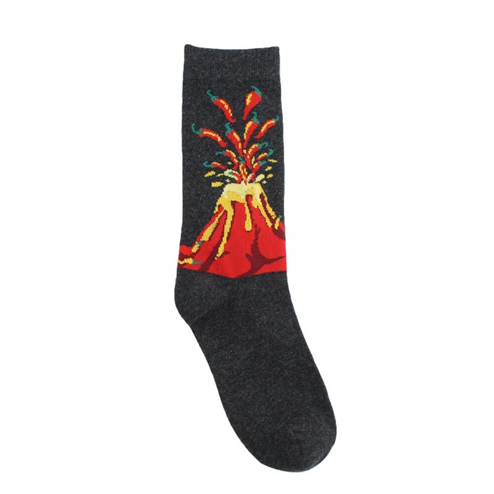 Drôle volcanique Chili Pizza Hamburger frites à motifs hommes heureux coton chaussettes affaires hip hop sport harajuku équipage
