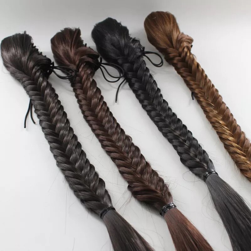 Synthetic hair extension Ponytail fishbone braided plaited fishtail Drawstring for white female Hairpiece wig MUMUPI