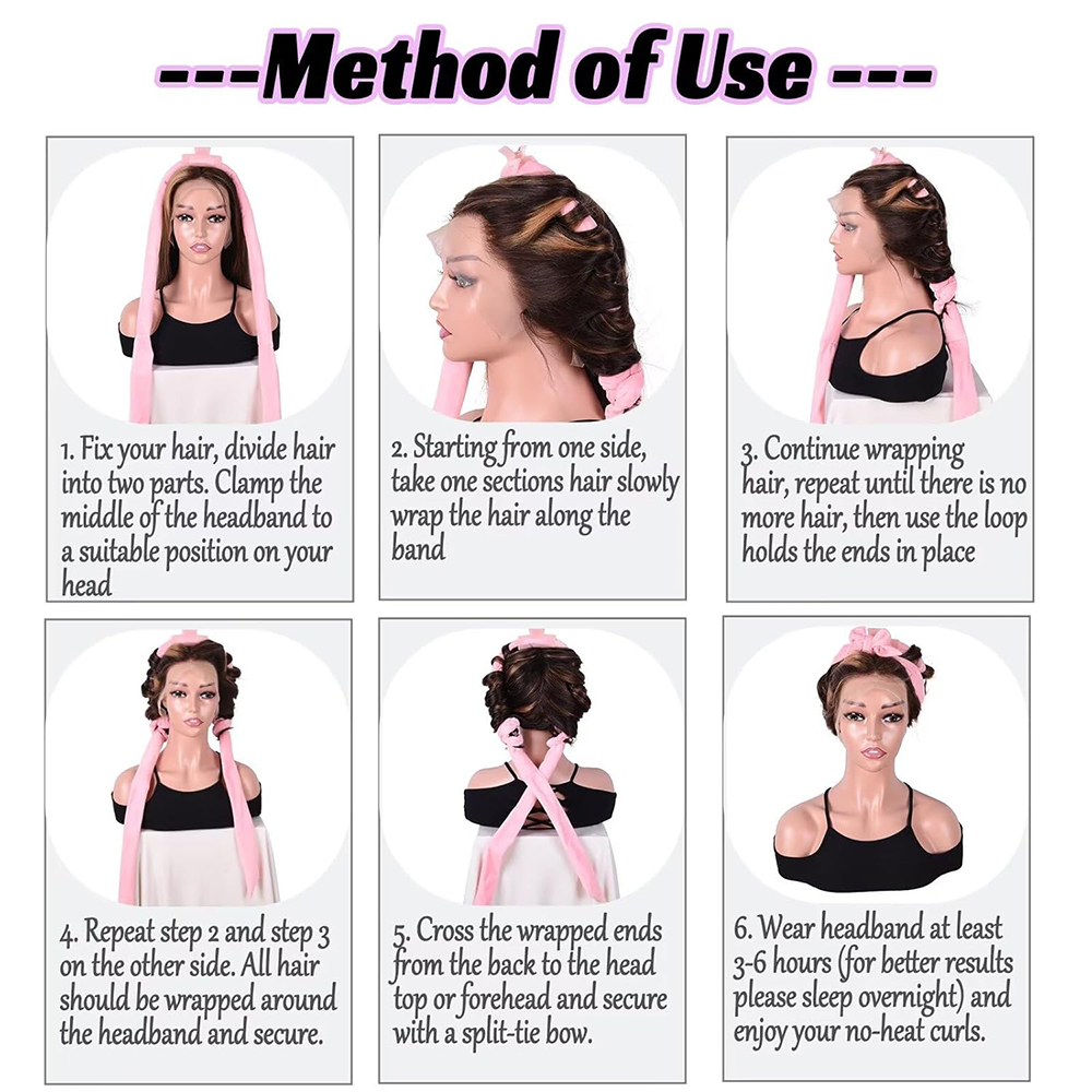 Heatless Curling Rod Headband For Long Hair Overnight Curlers to Sleep In 61" Hair Rollers Soft Cotton Velour Hair Rollers