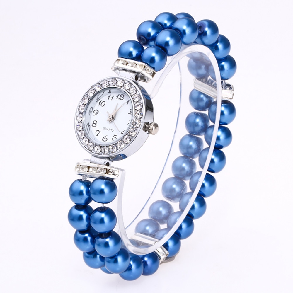 Dameshorloge met imitatieparelband, strass, kleine wijzerplaat, armbandhorloge, quartz polshorloge, relogio feminino klok