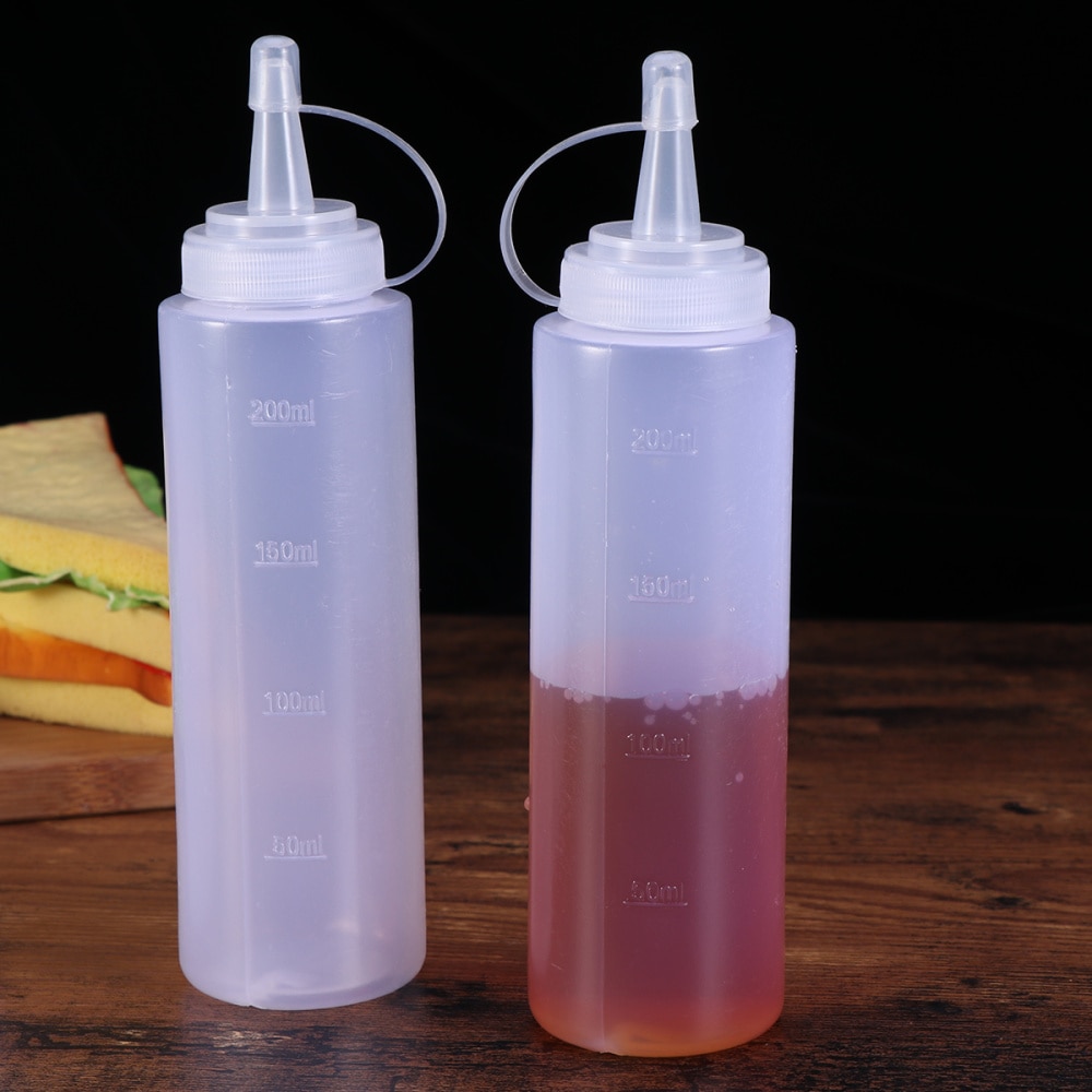 4 stk 230ml 8oz plastpresse sprut krydderflasker med lokk på hetten toppdispensere til ketchup sennepsauser ol