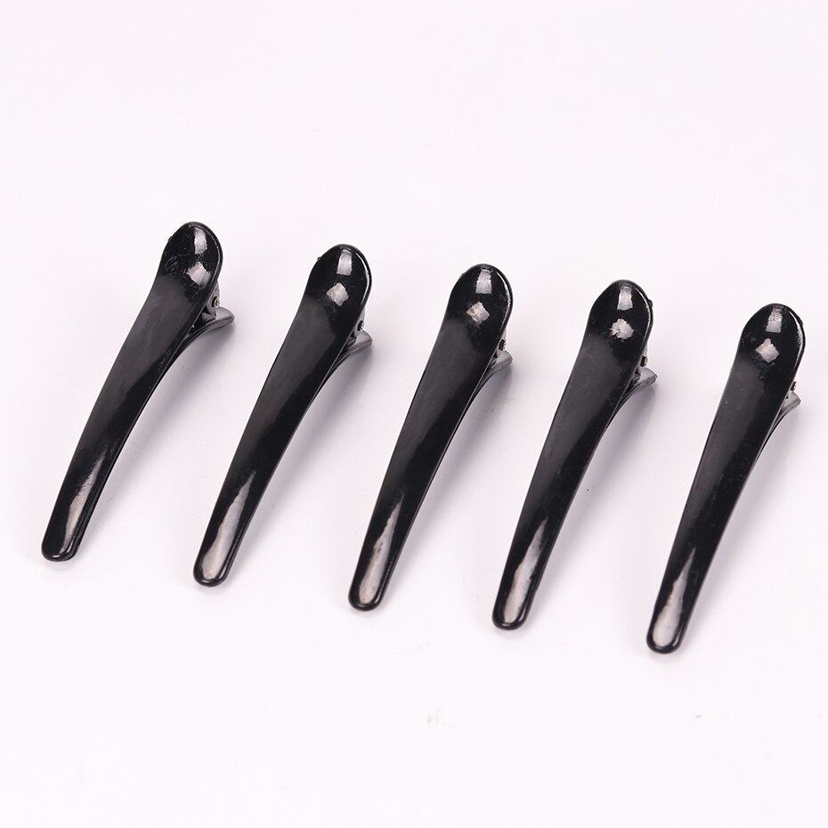 10 Uds horquillas profesionales de peluquería de plástico negro pinza de pelo de cocodrilo de una sola punta DIY herramientas de para cuidado del cabello