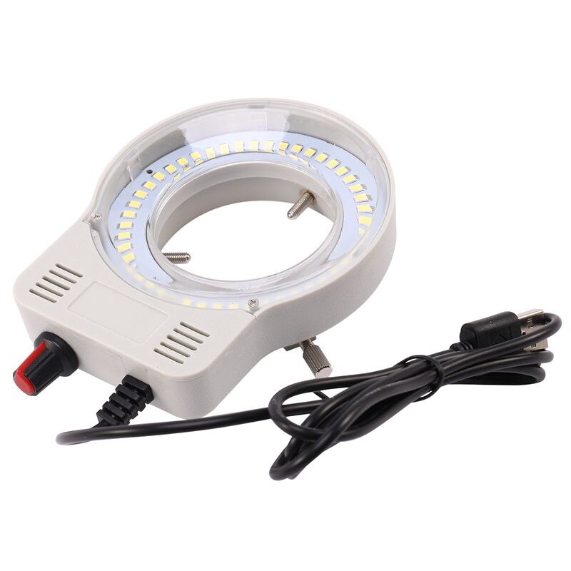 48 LED Industrial Microscope Camera Light Source Ring Lamp Light Illuminator Lamp Adjustable Brightness USB Interface