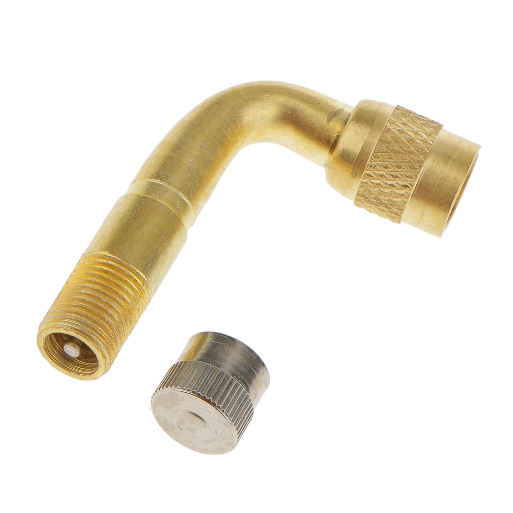 90 Degree Wheel Tire Tyre Valve Stem Extension Adaptor Vehicle Bike Truck RV Scooter Trailer Universal Extender Brass