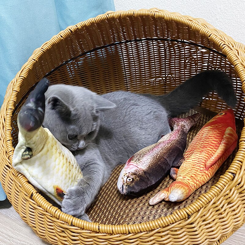 Jouets électroniques pour chats, poisson à l'herbe à chat, contrôle tactile, amusants, rechargeables, anti-stress, pour chats, chatons, chiens, produits pour animaux de compagnie