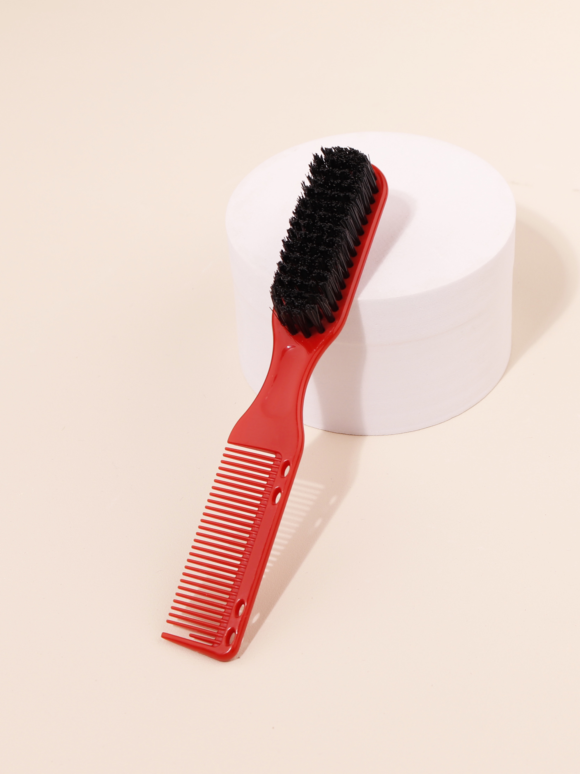 1 Stück doppelseitige Kammbürste, kleine Bart-Styling-Bürste, professionelle Rasierpinsel, Friseur, Jahrgang-Schnitzreinigungsbürste