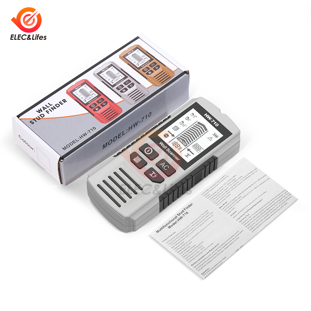 HW-710 Wall Stud Finder Sensor Wandscanner LCD Elektronische detector Edge Center Houtstroom Metaal AC Detectie van stroomdraden