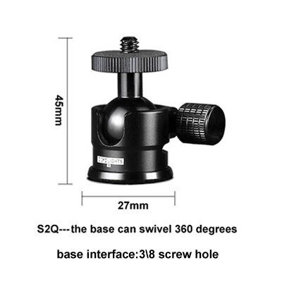base rotate 360 degrees mini tripod ball head camera monitor 360° adjustable 1\4 screw damping panorama ballhead DSLR cellphone: S2Q  3 8 screw hole