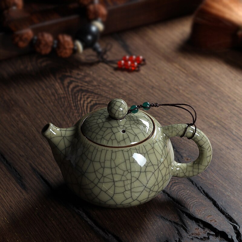Juego de té de cerámica, tetera china antigua de arcilla yixing, glaseado craquelado, Ge Kill Longquan Celadon Zisha, artes Tay Thi