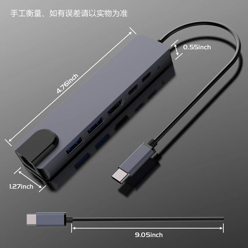 Usb Type C Hub Type-C Naar Hdmi-Compatibel 4K Vga Adapter RJ45 Lan Ethernet Sd Tf USB-C 3.0 Type C Video Voor Macbook Pro Otg
