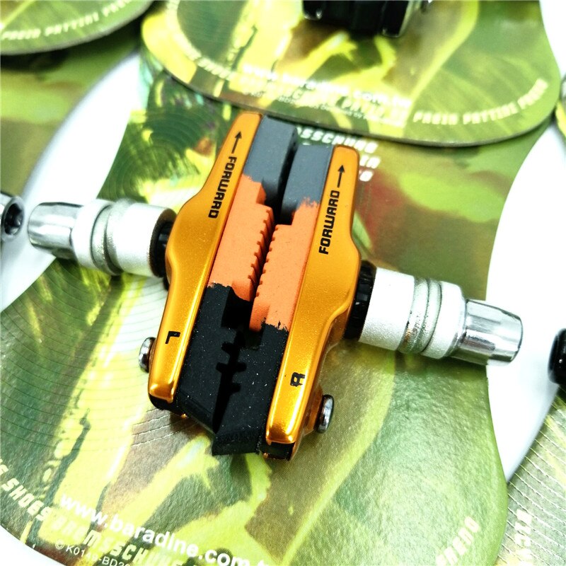 Folding Bike V Brake Caliper Shoe Set Brompton-Birdy Brake Shoe Bicycle V Brake Shoes: Gold