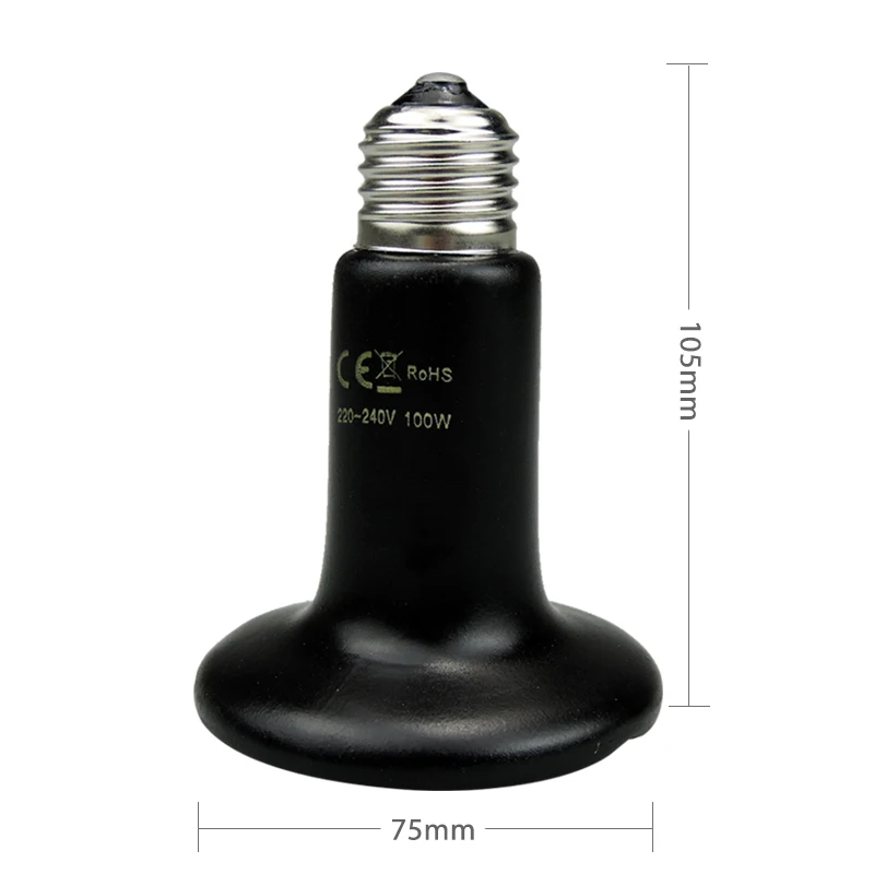 Keramische zender Warmtelamp Huisdierverwarming Gloeilamp Infrarood Zwart voor keramische verwarming Reptiel Dieren Verwarming Broedmachine Chocadeira