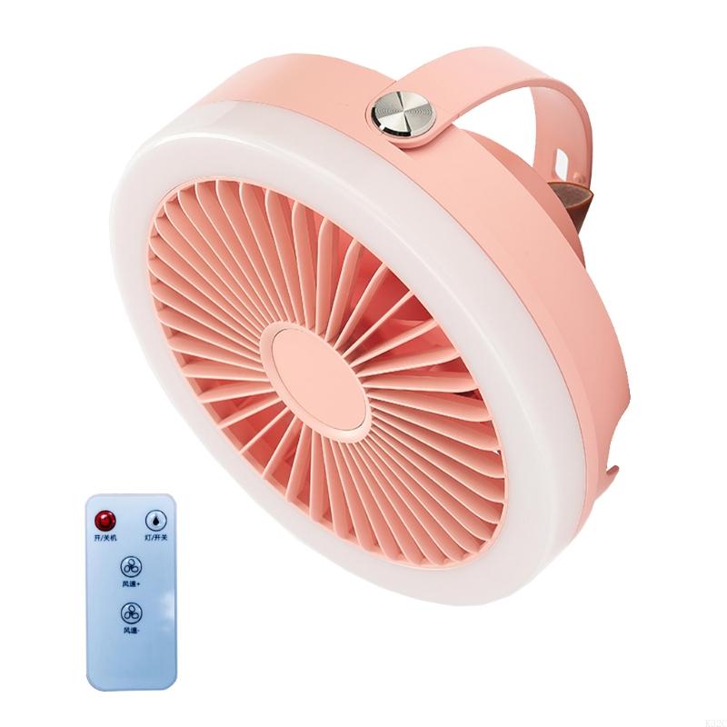 K32C Remote Control USB Ceiling Fan Air Cooler USB Fans for Bed Camping Outdoor Hanging for Camper Tents Hanger Fan 3 Colors: Pink