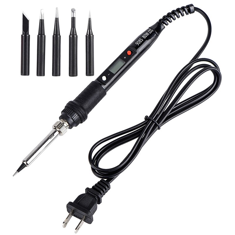 220V EU 80W Soldering Iron LCD Digital Display Temperature Adjustabl Electric Solder Iron Set Welding Rework Station Repair Kit: A