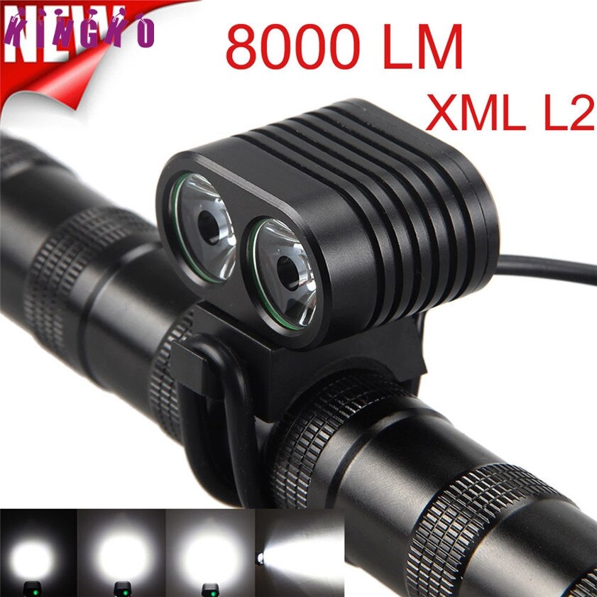8000Lumen 2x CREE XM-L2 LED Cycling Front Bicycle Bike light Headlight Headlamp