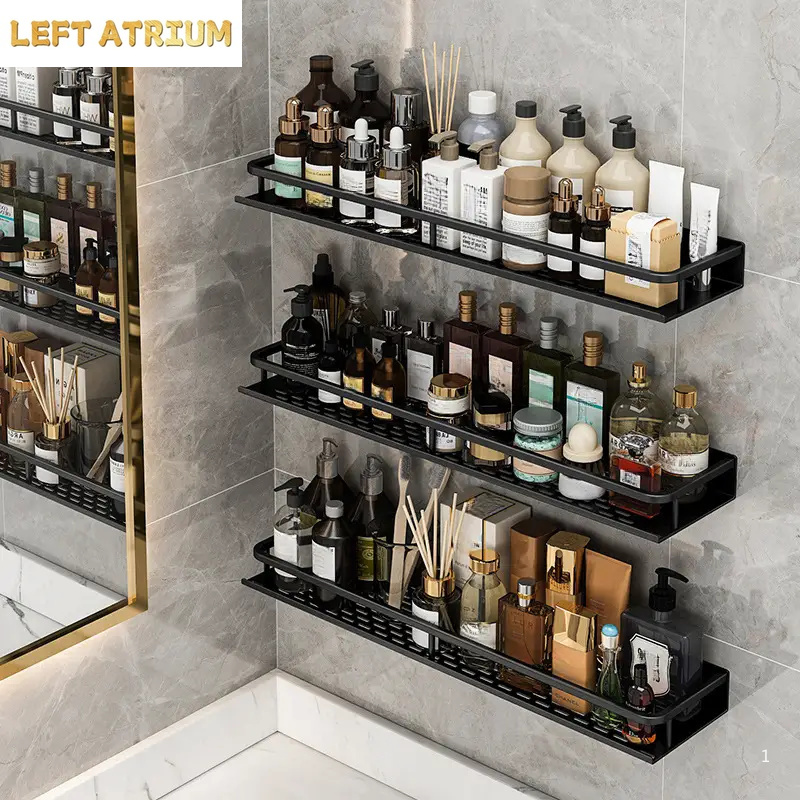 Black Bathroom Shower Room Storage Rack Toiletries Shelf Storage Is Perfect For Bathroom Item Storage