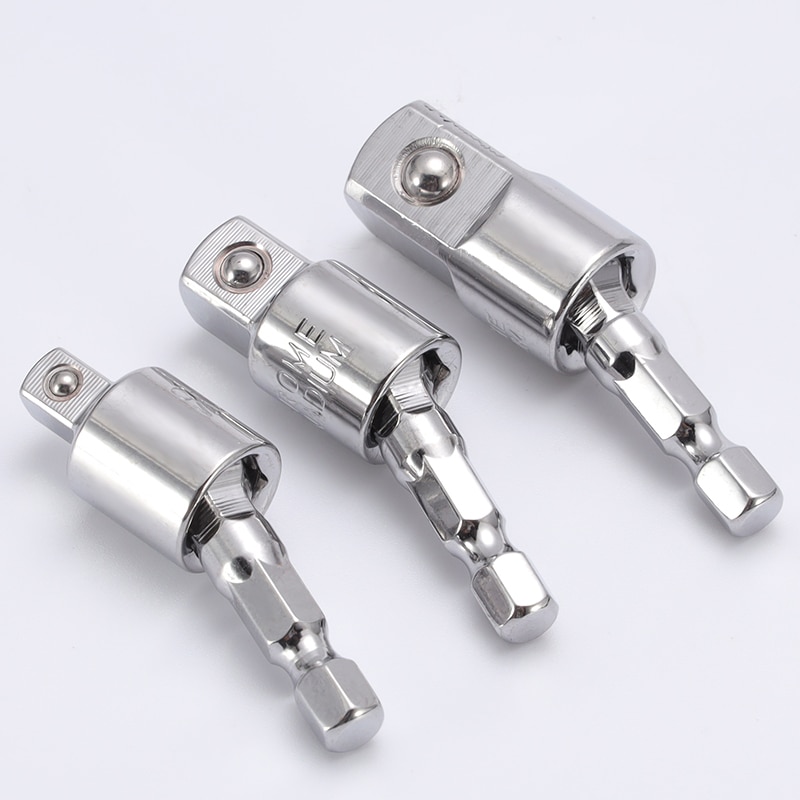 Electric Drill Socket Adapter For Impact Driver With Hex Shank To Square Socket Drill Bits Rotatable Extension 1/2" 3/8" 1/4"