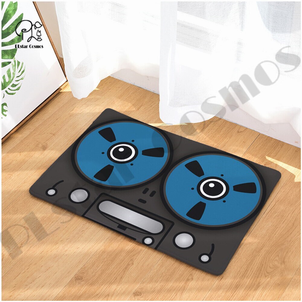 Felpudo Retro de Cassette con cinta musical para porche, alfombra antideslizante para sala de estar, cocina, baño, felpudo impreso en 3D-1: 5