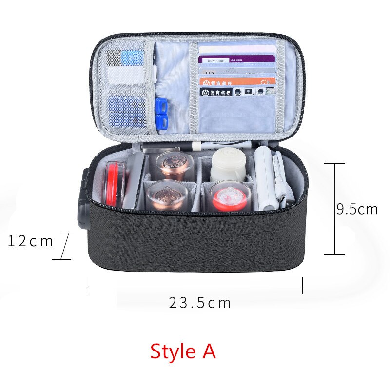 Draagbare Officiële Seal Opslag Aktetas Multifunctionele Office Stempel Organiseer Bag Zakenreis Code Lock Verzekering Pack Supplies: Style A Black