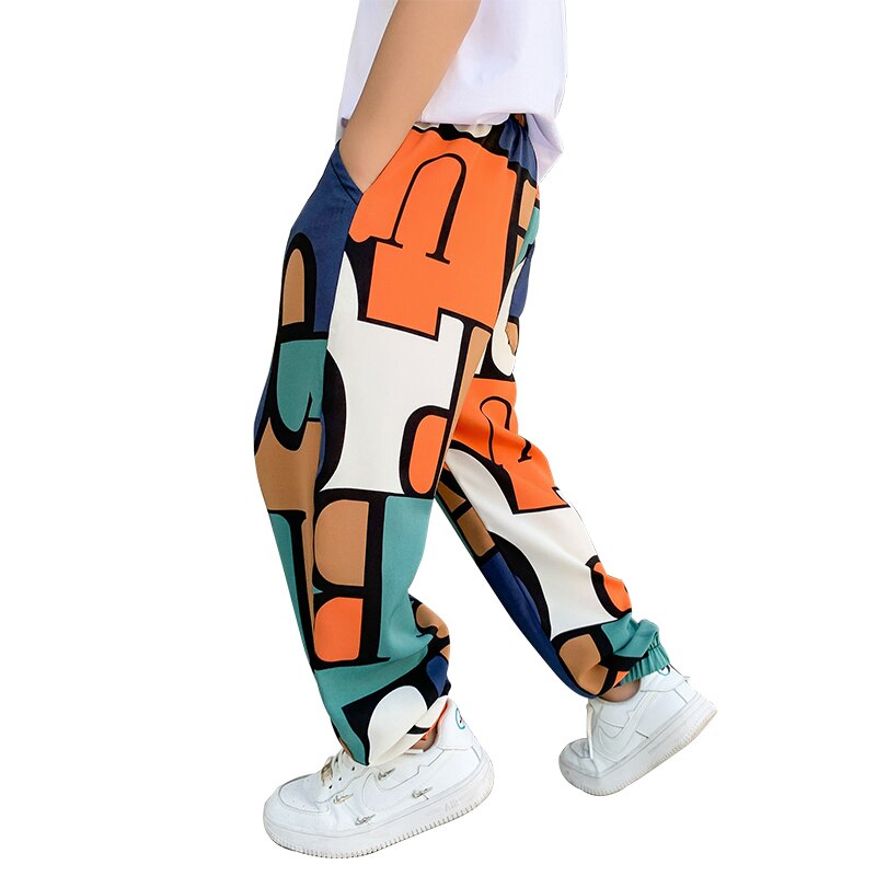 Pantaloni per bambini per ragazzi pantaloni sportivi lettere stampa estate Cool sottile stile Casual abbigliamento per ragazzi per 4 6 8 10 12 14 anni