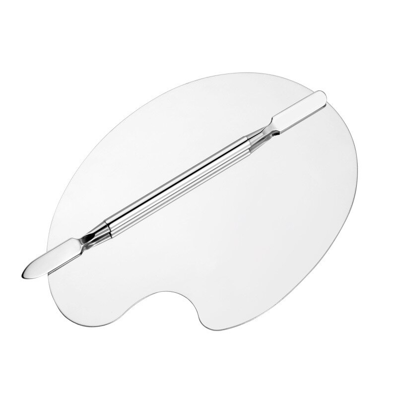 Stainless Steel Makeup Mixer Nail Art Polish Mixing Plate Foundation Eyeshadow Eye Shadow Mixing Palette Spatula Rod Tool FY219