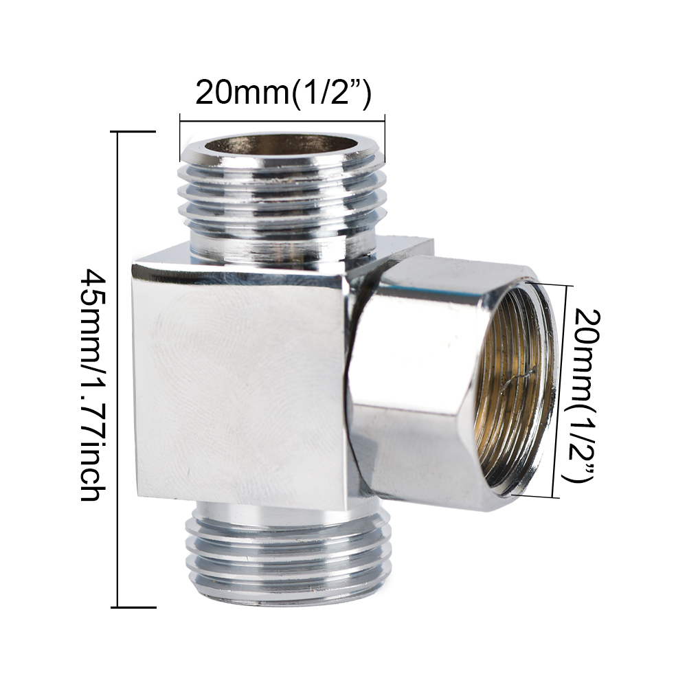 3-Way Electroplated Stainless Steel Shower Adapter 1/2inch Shower Diverter One-in-two-out Joint Water Pipe Fittings: Blue