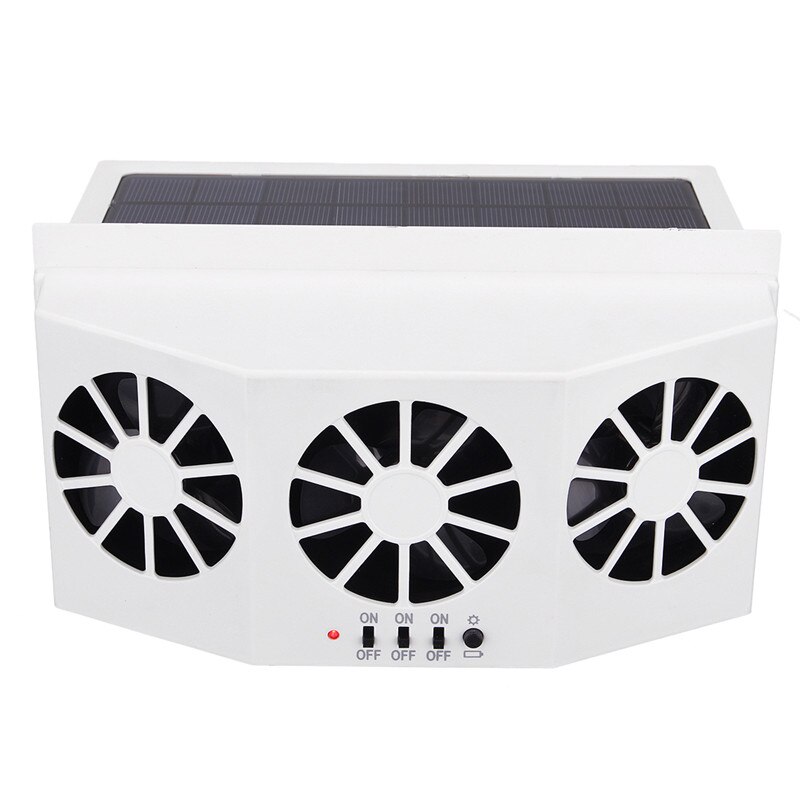 Efficient Solar Powered Car Air Cooler Fan Windscreen Demister Defroster Vehicle Window Air Vent Fan Temperature Control Device: White