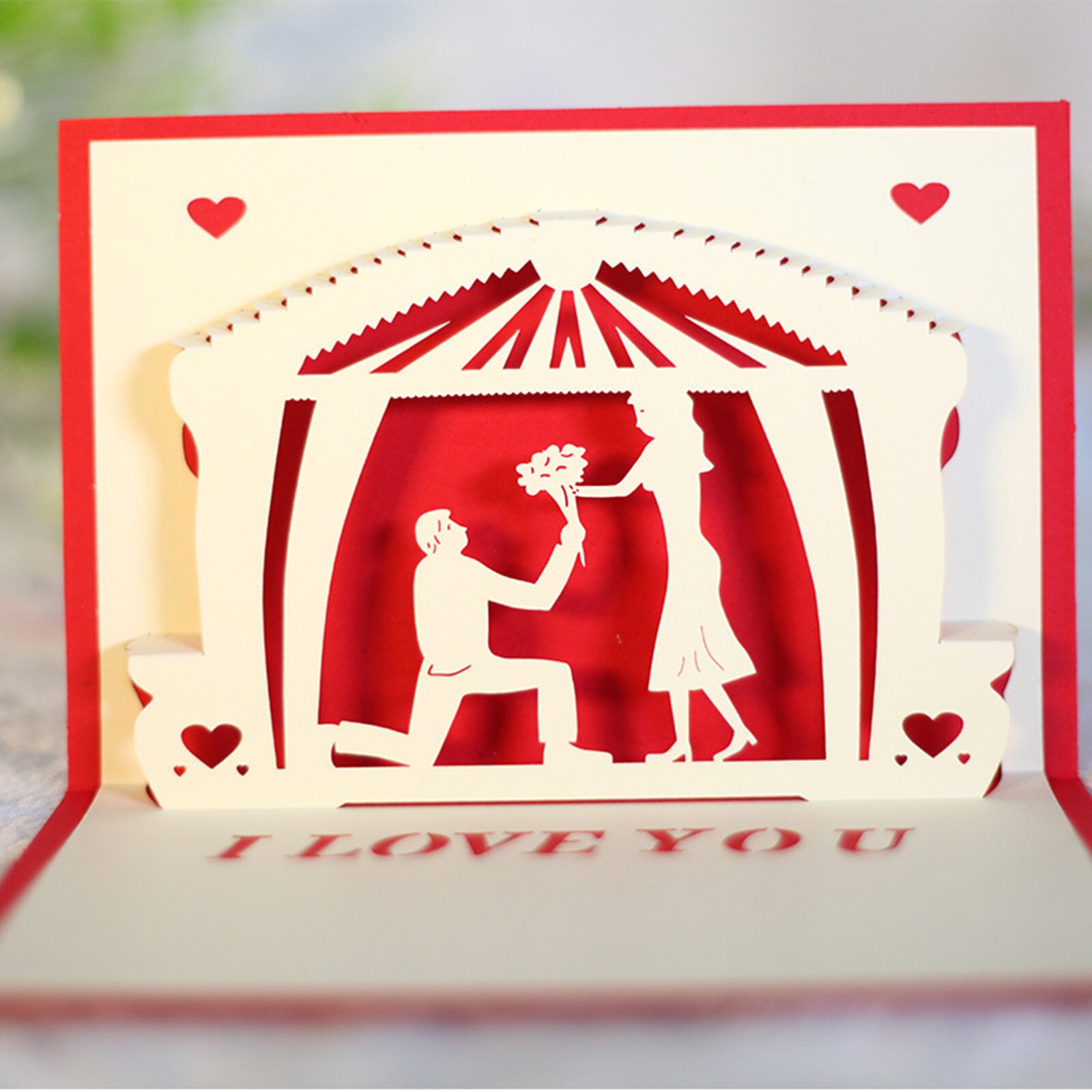 3d Wenskaart Cupido Hart Romantische Liefde Zegen Wenskaart Handgemaakte Papier Valentijnsdag Wenskaart # P30