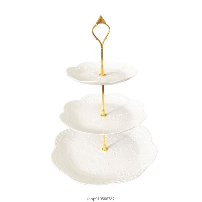 Afneembare Cake Stand Europese Stijl 3 Tier Gebak Cupcake Fruitschaal Serveren Dessert Houder Wedding Party Home Decor: 3