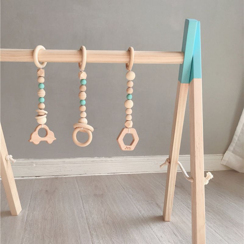 Nordic Stijl Baby Gym Spelen Kwekerij Zintuiglijke Ring-Pull Speelgoed Houten Frame Baby Kamer Decoraties Peuter Kleding Rack