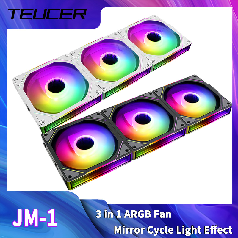 TEUCER JM-1 Computerkast Fan ARGB Spiegel Cyclus Lichteffect 120mm 4Pin PWM PC Koelventilator Geluidsarm Waterkoeling Ventilador