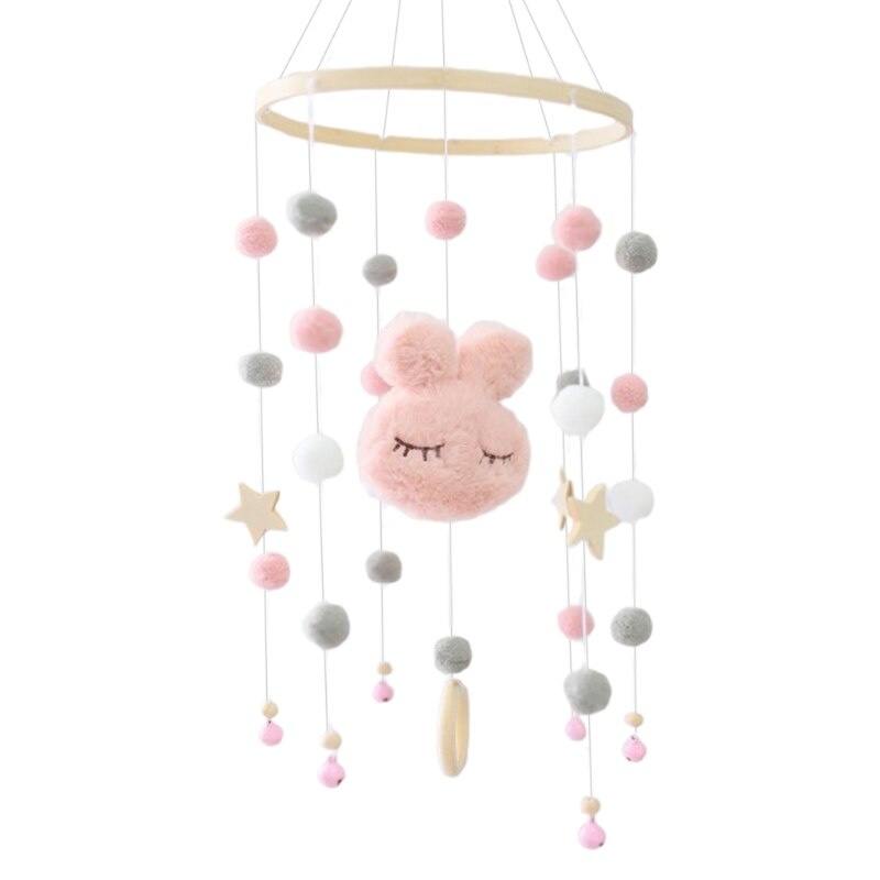 Sonajero móvil para cuna de bebé, bola de lana de viento, campana de viento, decoración colgante para habitación de niños: Pink