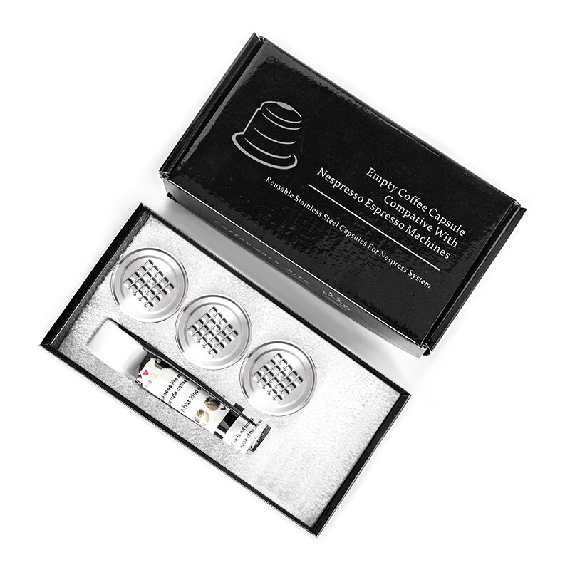 Cápsula de café recarregável nespresso, cápsula de aço inoxidável com filtro para cafeteira nest, nestlé: 3 capsules