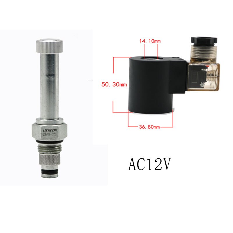Électrovanne de levage hydraulique 24V220V DHF8SV08-S20 à deux positions à deux prises filetées normalement fermées: AC12V
