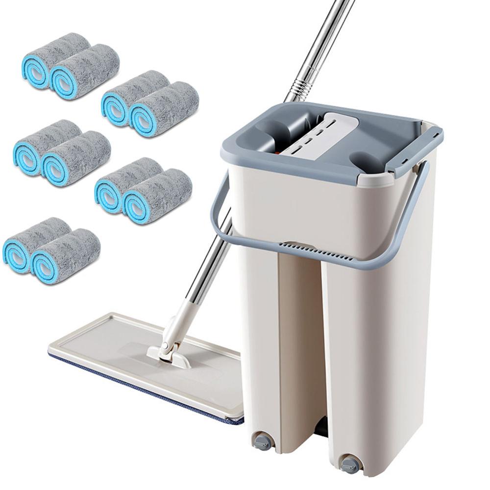 Fregonas de limpieza mágicas, fregona de microfibra de limpieza giratoria sin mano con cubo, fregona pulverizadora plana para exprimir, Herramientas de limpieza de suelos de cocina y hogar: 10pcs mop cloth