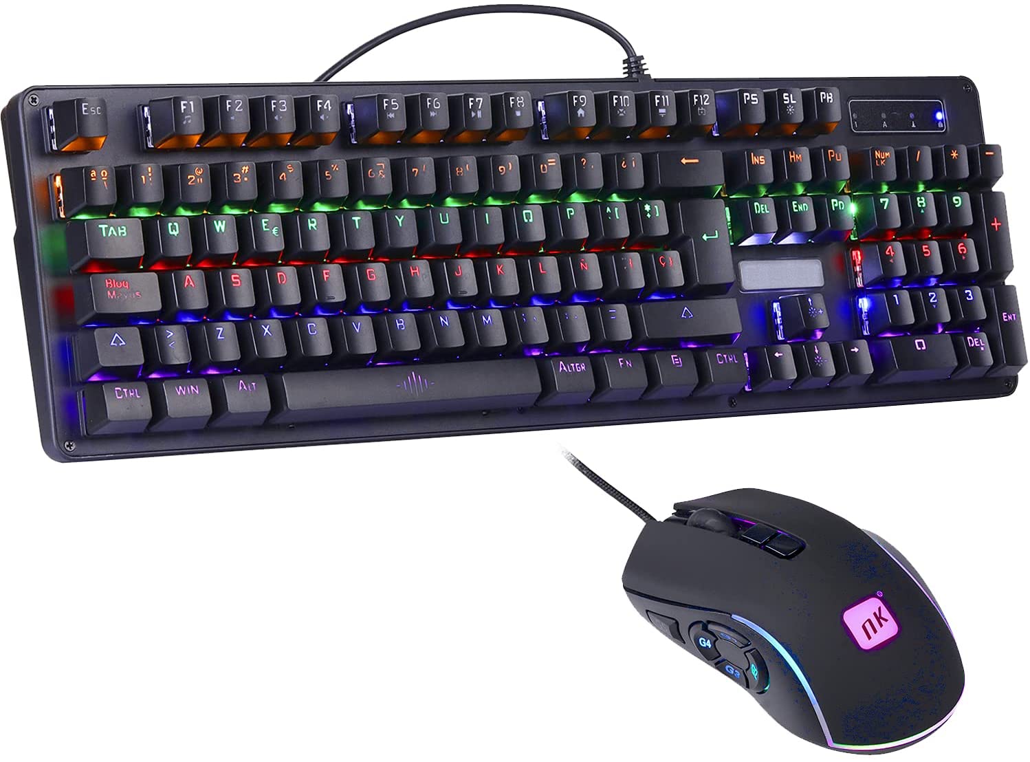 NK Onyx Gaming Pack V2 - Teclado Mecánico RGB Gamers PC + Ratón Gaming Programable (6400 DPI - 5 Botones) Anti-Ghosting, PC/MAC