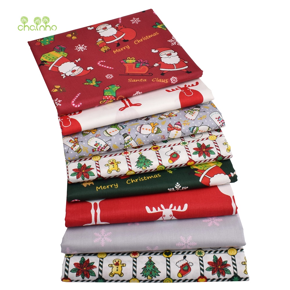 Chainho,8 Stks/partij, Kerst Serie, Gedrukt Twill Katoen Stof, Patchwork Doek, diy Naaien Quilten Materiaal Voor Baby & Kinderen