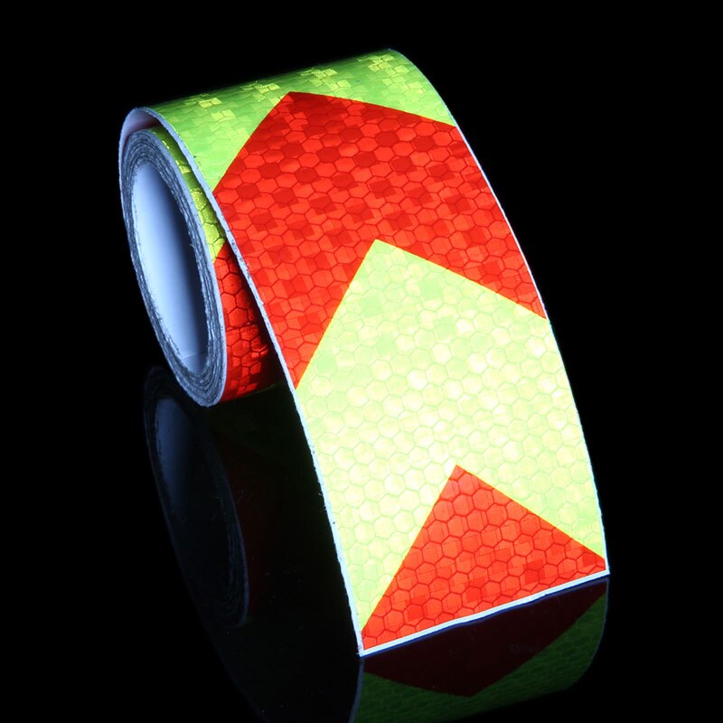 Reflective Bicycle Stickers Adhesive Tape Fluorenscent Yellow Red Arrow Stickers Decal Bike Night Cycling Safety Reflective Film