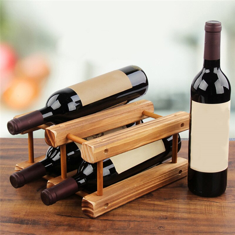Estante de madera plegable para vino, soporte para gabinete de botellas, organizador de estante de madera, almacenamiento para vitrina Retro