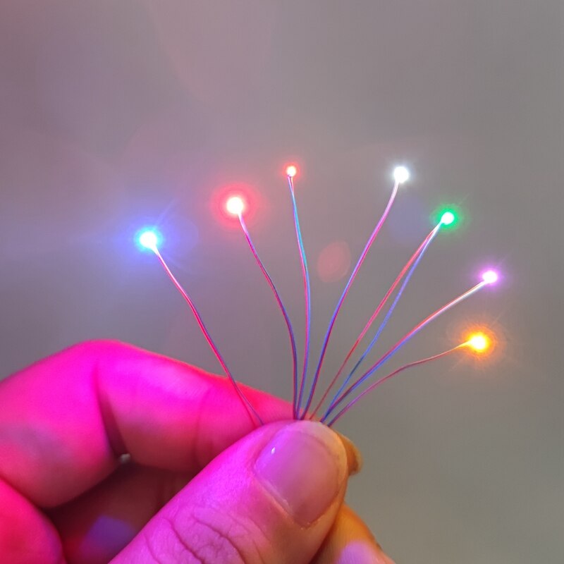 50pcs Pre-wired #0402 Smd Leds,with free Cr2032 3V button battery box,30cm Connection Wires hobby Model Kit for Gundam Lighting