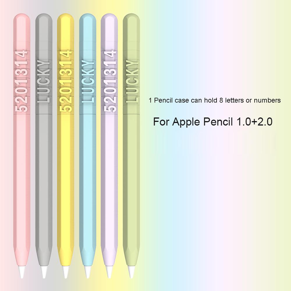 DIY 0 to 9 Number and A to Z Letter Combination Silicone Protective Case Cover Sleeve Skin for a-pple Pencil 1st 2nd