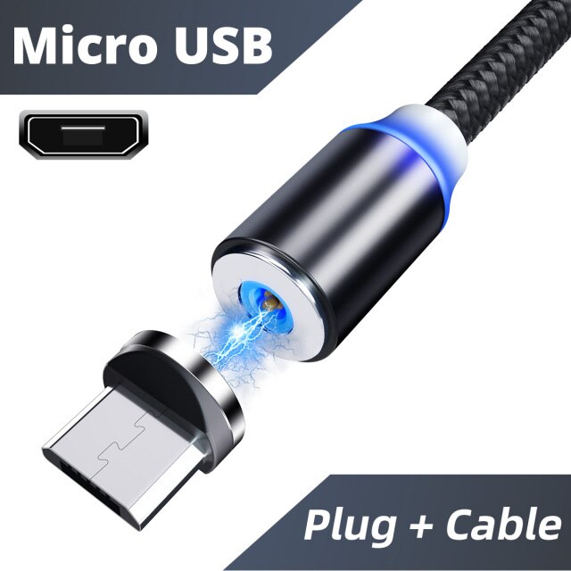 Charger Micro USB Magnet Cable For Iphone Magnetic Charging Cable Type C Magnetic Cable For Samsung Xiaomi Mobile Phone: black for micro usb / 1m