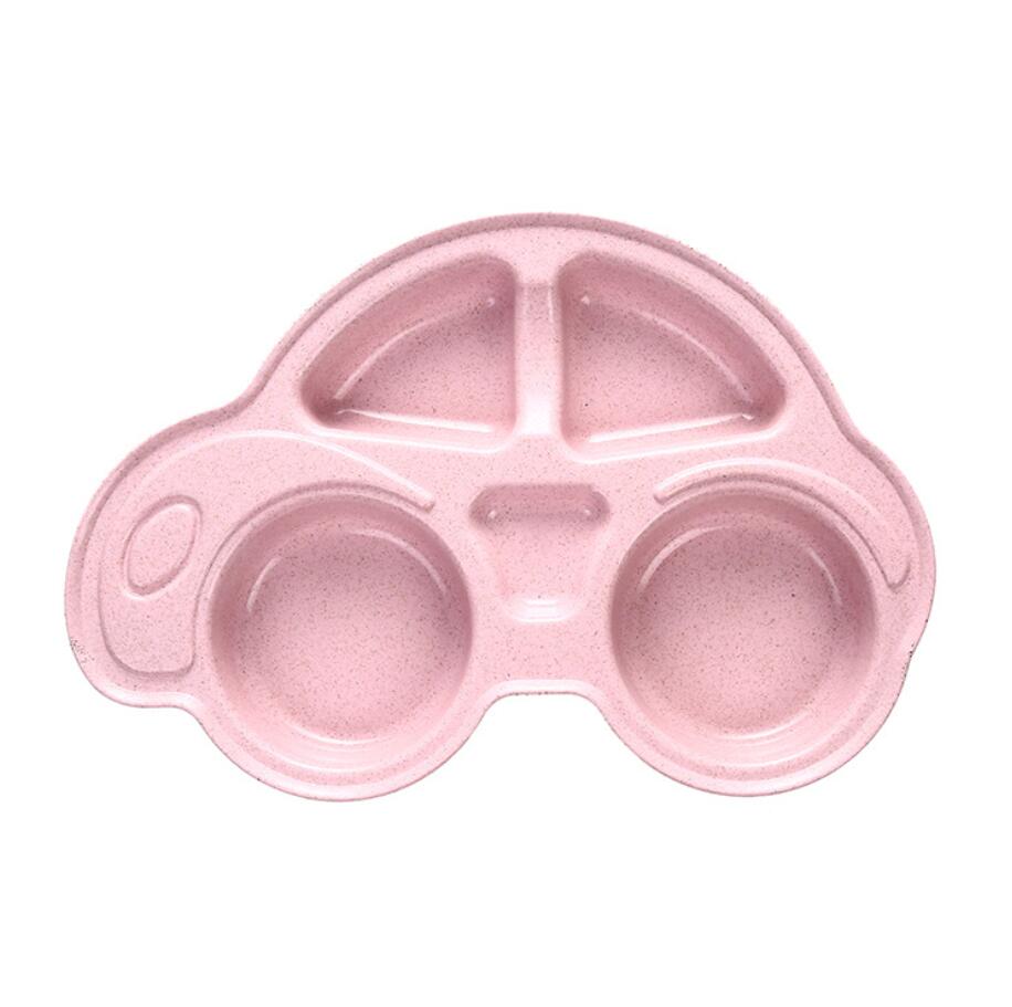 Bambusfiberskål baby retter tegneserie bil form bolle matboks helse og sikkerhet barn barn fôring tallerken servise: Rosa